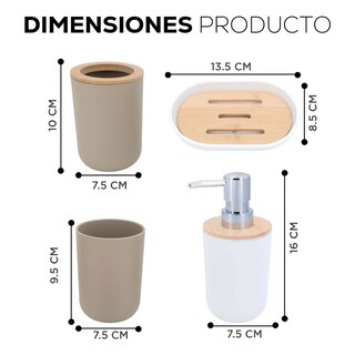 Foto 2 | Foto 2 | Accesorios De Baño Set De 4 Piezas Detalles De Bambu Eo Safe Imports Esi-22955 Beige
