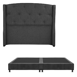 Foto 2 | Foto 2 | Cabecera Dicasa Zefyr Gris Carbón King Size + Box + Almohada 2pack + Protector Cloud + Sabanas Softy + Edredon Homy