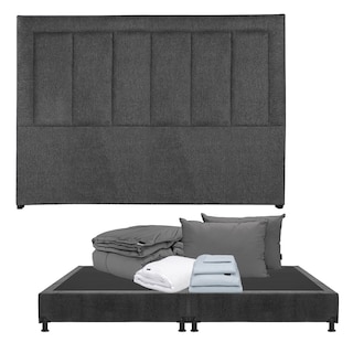 Foto 1 | Foto 1 | Cabecera Dicasa Davos Gris Carbón King Size + Box + Almohada 2pack + Protector Cloud + Sabanas Softy + Edredon Homy