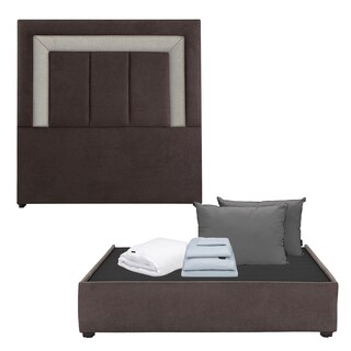 Foto 1 | Foto 1 | Cabecera Dicasa Bora Chocolate Matrimonial + Base Cama + Almohada 2pack + Protector Cloud + Sabanas Softy