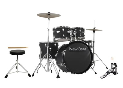 Foto 1 | Foto 1 | Batería Acústica New Beat Modelo Nb-ds400 Con Pedal Banco Negro Mate 5 Piezas