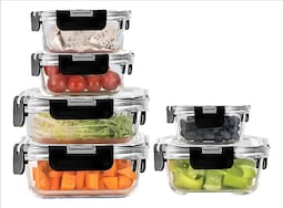 Contenedores Tóper Vidrio Herméticos 6 Recipiente 12 Piezas Modelo Transparente