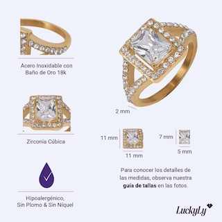Foto 6 | Foto 6 | Anillo De Compromiso Luckyly Navi Baño Oro 18k O Acabado Brillante De Acero Inoxidable Con Zirconia Cúbica