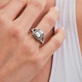 Foto 4 | Foto 4 | Anillo De Compromiso Luckyly Navi Baño Oro 18k O Acabado Brillante De Acero Inoxidable Con Zirconia Cúbica