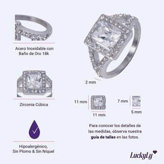 Foto 6 | Foto 6 | Anillo De Compromiso Luckyly Navi Baño Oro 18k O Acabado Brillante De Acero Inoxidable Con Zirconia Cúbica