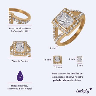 Foto 6 | Foto 6 | Anillo De Compromiso Luckyly Navi Baño Oro 18k O Acabado Brillante De Acero Inoxidable Con Zirconia Cúbica