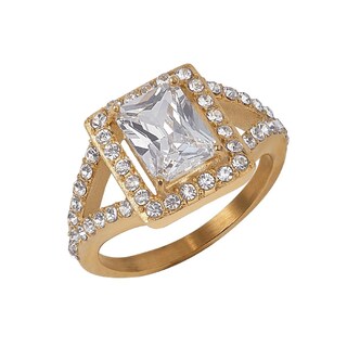 Foto 1 | Foto 1 | Anillo De Compromiso Luckyly Navi Baño Oro 18k O Acabado Brillante De Acero Inoxidable Con Zirconia Cúbica