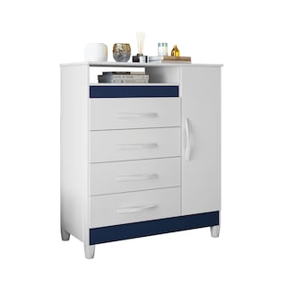 Foto 3 | Foto 3 | Cómoda Bertolini Turquesa 4 Cajones 1 Puerta 2 Nichos Blanco Azul