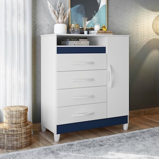 Foto 4 | Foto 4 | Cómoda Bertolini Turquesa 4 Cajones 1 Puerta 2 Nichos Blanco Azul