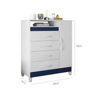 Foto 5 | Foto 5 | Cómoda Bertolini Turquesa 4 Cajones 1 Puerta 2 Nichos Blanco Azul