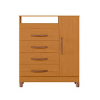 Cómoda Bertolini Turquesa 4 Cajones 1 Puerta Cinamomo