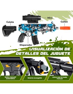 Foto 4 | Foto 4 | Pistola De Hidrogel Eléctrica M416 Azul Petukita Box
