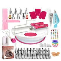 Juego De Boquillas Belug Base Espátula P/pasteles 200 Piezas Blanco Con Rosa