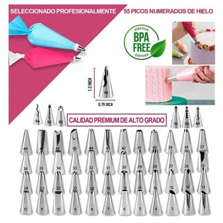 Foto 5 | Foto 5 | Juego De Boquillas Belug Base Espátula P/pasteles 200 Piezas Blanco Con Rosa