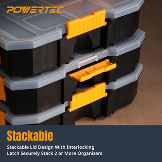 Foto 4 | Foto 4 | Caja Organizadora De Herramientas Powertec Apilable Con 17 Compartimentos - Venta Internacional.