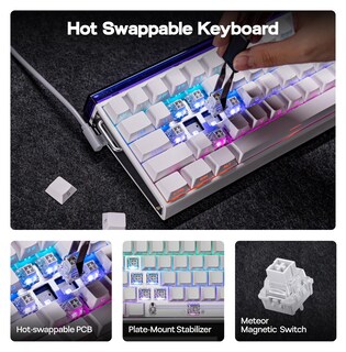 Foto 4 | Foto 4 | Teclado Magnético Para Juegos Epomaker Aula Hero 68 He Blanco - Venta Internacional.