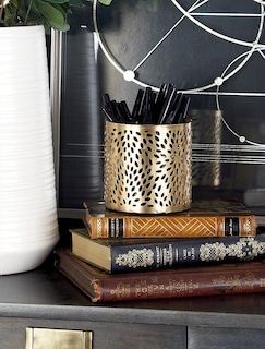 Foto 5 | Foto 5 | Pencil Cup Deco 79 Cilindro De Metal Diseño Floral Tallado Con Láser - Venta Internacional.