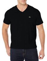 Camiseta Lacoste Para Hombre Manga Corta Cuello En V Algodón Pima Negra - Venta Internacional.