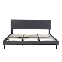 Base De Cama King Size Con Cabecera Moderna Ilios Innova. Diseño Elegante Estructura Reforzada Y Tapizado Negro