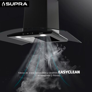 Foto 6 | Foto 6 | Campana Básica De Pared Cristal Curvo Supra De 90cm Color Negra