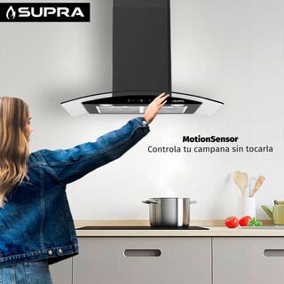 Foto 8 | Foto 8 | Campana Básica De Pared Cristal Curvo Supra De 90cm Color Negra