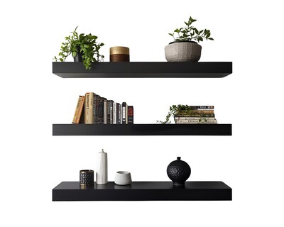 Foto 1 | Foto 1 | Kit 3 Repisas Flotantes Varizo Negro Estantes Minimalista 30x15 cm
