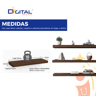 Foto 4 | Foto 4 | Kit 3 Repisas Flotantes Varizo Negro Estantes Minimalista 30x15 cm