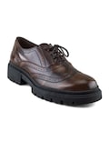 Bostoniano De Piel Vacuno Café Con Suela Gruesa Para Hombre