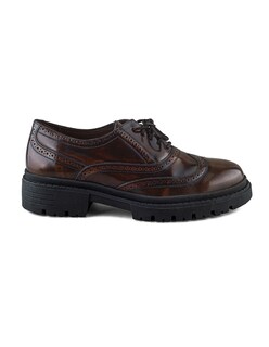 Foto 2 | Foto 2 | Bostoniano De Piel Vacuno Café Con Suela Gruesa Para Hombre