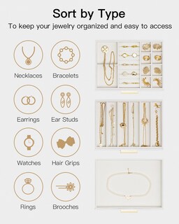 Foto 3 | Foto 3 | Joyero Vlando 25 X 18 X 15 Cm 3 Cajones Tapa De Cristal Color Blanco - Venta Internacional.