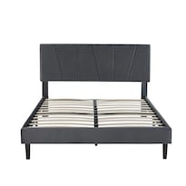 Base De Cama Matrimonial Con Cabecera Moderna Ilios Innova. Diseño Elegante Estructura Reforzada Y Tapizado Negro