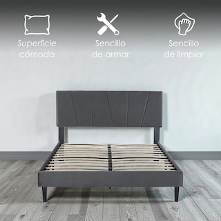 Foto 3 | Foto 3 | Base De Cama Matrimonial Con Cabecera Moderna Ilios Innova. Diseño Elegante Estructura Reforzada Y Tapizado Negro