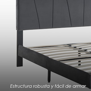 Foto 6 | Foto 6 | Base De Cama Matrimonial Con Cabecera Moderna Ilios Innova. Diseño Elegante Estructura Reforzada Y Tapizado Negro