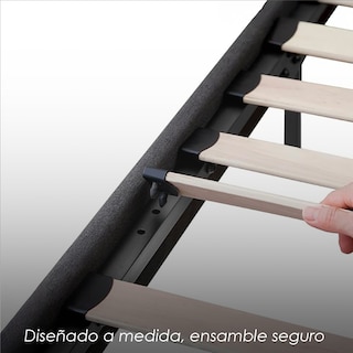 Foto 8 | Foto 8 | Base De Cama Matrimonial Con Cabecera Moderna Ilios Innova. Diseño Elegante Estructura Reforzada Y Tapizado Negro