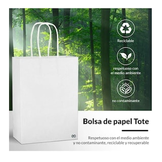 Foto 2 | Foto 2 | 50 Bolsas De Papel Ecológicas Eo Safe Imports Esi-22723 Blanco