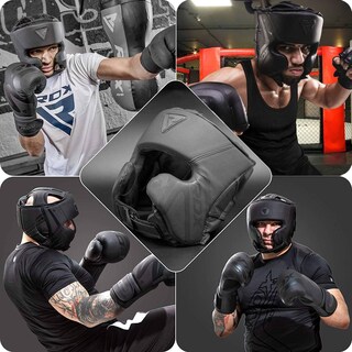 Foto 4 | Foto 4 | Casco De Boxeo Rdx Sparring Grappling Maya Hide Leather Negro - Venta Internacional.