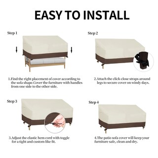 Foto 7 | Foto 7 | Funda De Sofá De Dos Plazas Para Exteriores Fácil De Llevar Resistente Para 2 Plazas Color Beige - Venta Internacional.