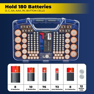 Foto 2 | Foto 2 | Estuche De Almacenamiento De Baterías Ontel De Doble Cara Con Comprobador - Azul - Venta Internacional.