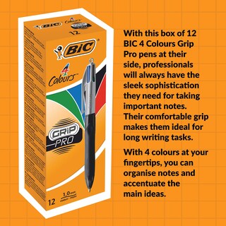 Foto 5 | Foto 7 | Bolígrafos Bic 4 Colores Grip Pro Retráctiles 1 0 Mm 12p - Venta Internacional.