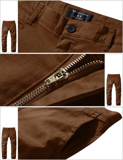 Foto 4 | Foto 4 | Pantalones A Juego Ajustados Con Parte Delantera Plana Casuales Para Hombre Marrones - Venta Internacional.