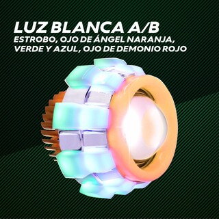 Foto 5 | Foto 5 | Faro Led Con Chip Cree Para Moto I O L | Luz Blanca Alta/baja Con Estrobo | Ojo De Ángel Naranja-verde-azul Y Ojo Demonio Rojo