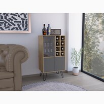 Mueble Bar Vassel Color Beige Con Puertas Y Espacio Para Botellas