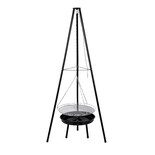 Asador De Carbón Toro Tipo Trípode Con Parrilla Colgante Y Cadena Ajustable Ilios Innova Estructura De Acero Negro