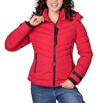 Chamarra Capitonada Para Mujer Con Capucha Desmontable Greenlander Rojo