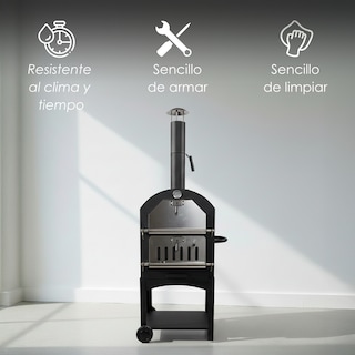 Foto 3 | Foto 3 | Horno Vesuv Para Pizza De Carbón Y Leña Con Piedra Cordierita Termómetro Y Chimenea Asador Ahumador De Ilios Innova