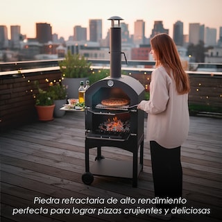 Foto 8 | Foto 8 | Horno Vesuv Para Pizza De Carbón Y Leña Con Piedra Cordierita Termómetro Y Chimenea Asador Ahumador De Ilios Innova