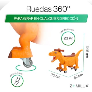 Foto 4 | Foto 4 | Dinosaurio Montable Carrito Montable Zomilux Naranja Niño