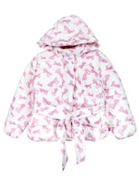 Chamarra Capitonada Blanca Full Print Barbie con Capucha Desmontable para Niña