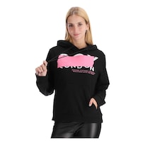 Sudadera Negra Mujer Letras Texturizadas Hd Rosa Boy London - Negro