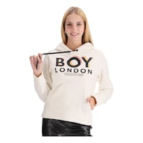 Sudadera Mujer Letras 3d Cobre Y Rosa Brillante Boy London - Blanco